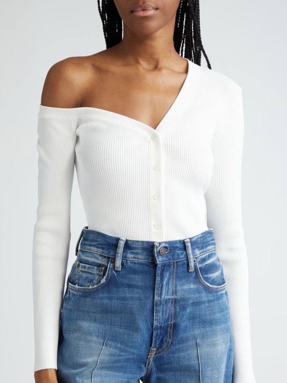 Staud One-Shoulder Rib Cardigan Size XS